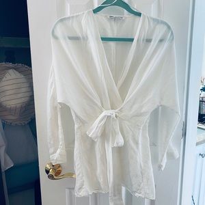 ZARA: Linen Wrap Blouse